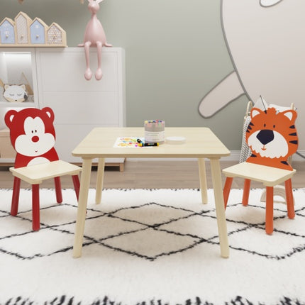 Massiewe Hout Kindertafelstel Met 2 Stoele