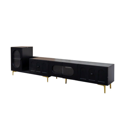 Wood Extendable TV Stand Rectangle Entertainment Center,Media TV Console For Living Room Bedroom