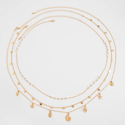 Sexy Pêrel Dun Ketting Skulp Lyf