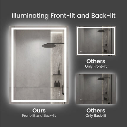 20 Inch X 28 Inch LED Bathroom Mirror
