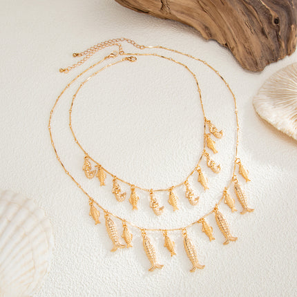 Oseaanstyl Instagram-gereed metaal klein vis hangertjie ketting