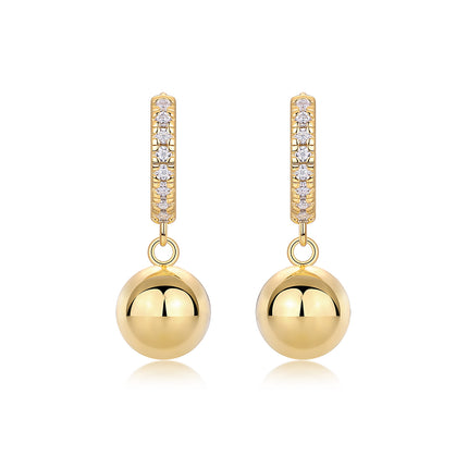 Modern Gold Beads - Luxurious And Fashionable Light Luxury Jewelry And Silver Stud Earrings Set With Top-quality Moissanite, S925 Silver-plated Gold