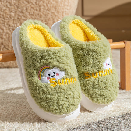 Cute Cartoon Cotton Slippers Thick Bottom Home Slippers Fashion Floor Bedroom Slipper Women Men Couples Warm House Shoes