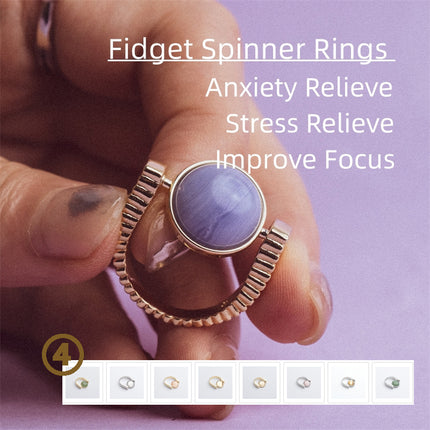 Oorspronklike Fidget Spinner Ringe Natuursteen Ringe Vervangbare Spinners Vir Angs En Stresverligting Juweliersgeskenke