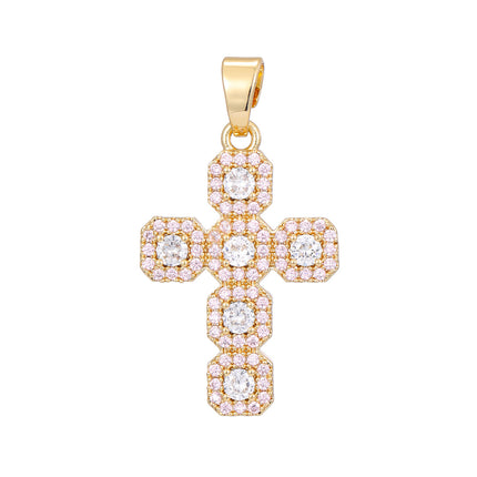 Fashionable Personalized Cross Pendant With Colorful Zircon