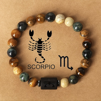 12 Zodiac Sign Natural Stone Bead Bracelet