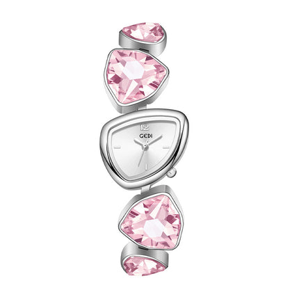 Mooi Mode Vrouehorlosies Ligluukse Kristal Diamant Armbandhorlosie