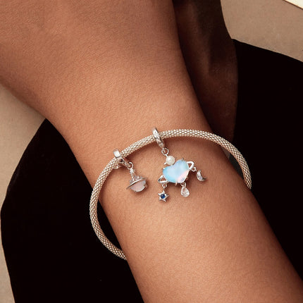 S925 Silwer Planeet Tussenkrale Hanger Selfdoen Armband Rygkrale