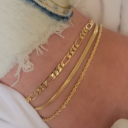 Boheemse-styl plat slangketting en gevlegte ketting strand multi-laag enkelband