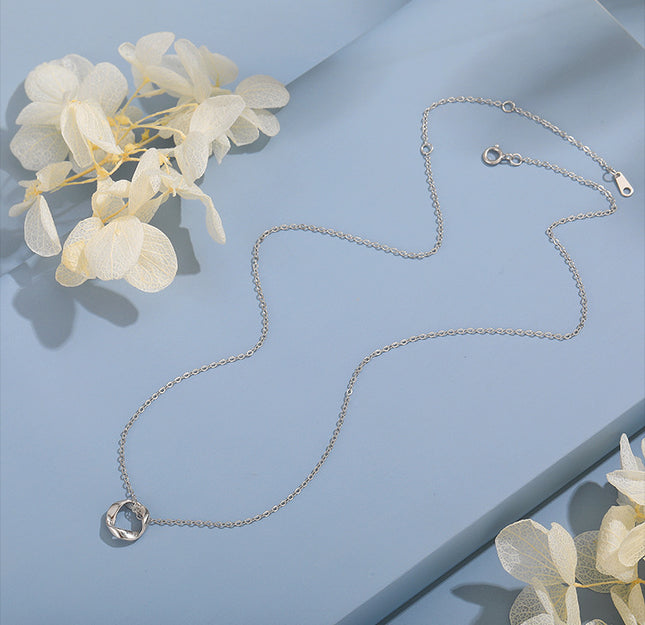 S925 Silver Double Ring Necklace Female Mobius Clavicle Chain