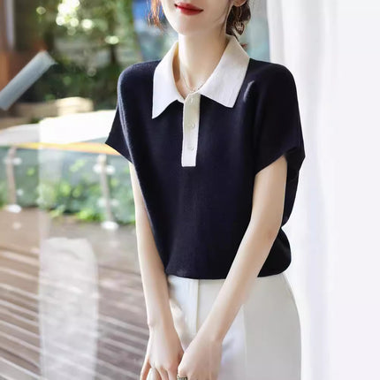 Women's Korean-style Polo Collar Top
