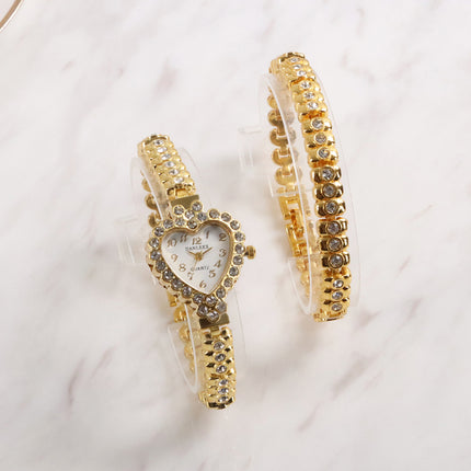Mode Verpersoonlikte Diamant Dameshorlosie Hartvormige Strass