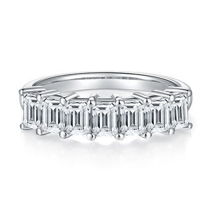 A Luxurious And Fashionable Light Luxury Jewelry Silver Ring Set With Top-quality Moissanite, S925 Silver Plated With Platinum