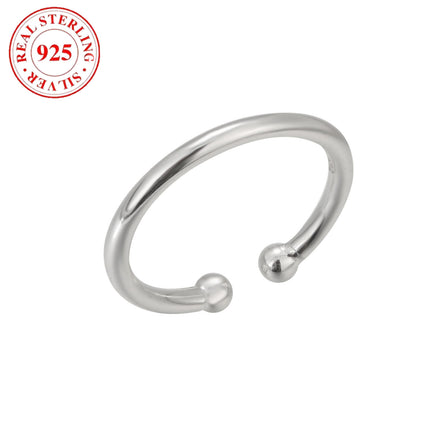 S925 Sterling Silwer Eenvoudige Armband Vroue Se Opening Toonring