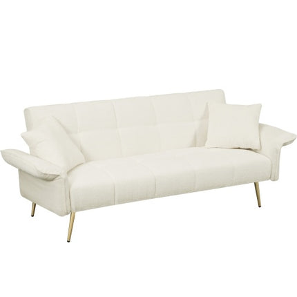 70.1 Futon Sofa Bed, Convertible Double Sofa Bed With Folding Armrests For Living Rooms And Small Spaces