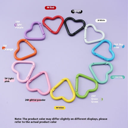 Love Heart Climbing Button Carabiner Heart-shaped Aluminum Alloy DIY Water Bottle Buckle Keychain Accessories