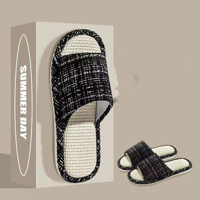 Indoor Summer Sweat Absorbing Cotton And Linen Slippers