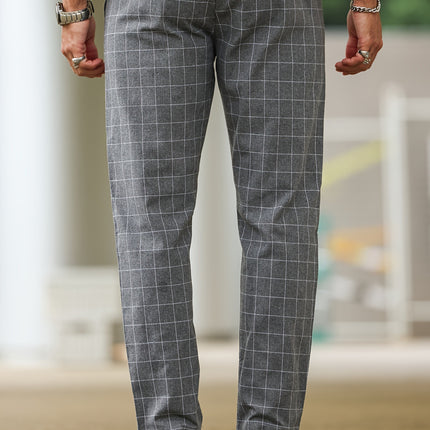 Men's Comfortable Soft Polyester Stripe Plaid Pants