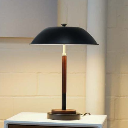 Hoë Kwaliteit Hotel Europese Moderne Bedkassie Dekor Lig Led Tafel Lamp, Cosmiclume Swart Sambreelvormige Tafellamp - Okkerneuthout - Brons 110V