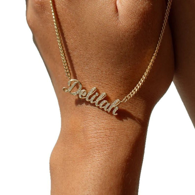 Fashionable Zircon English Letter Pendant Necklace