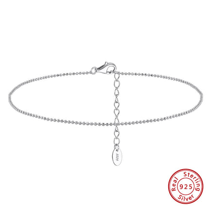 S925 Sterling Silwer Ronde Krale Enkelband Vroulike Strand Voetversierings