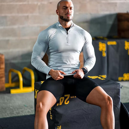 Fitness T-shirt, Quick Drying Half Zip Top, Tight Fitting Clothes, Long Sleeves