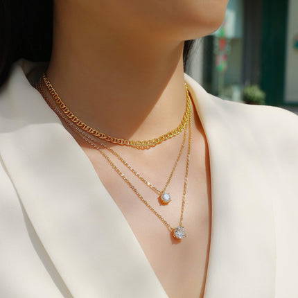 2-carat High-quality Morganite Gemstone-laden Luxurious And Fashionable Minimalist Trend Jewelry Silver Pendant Necklace With Collar Chain, S925 Silver Electroplated With Platinum