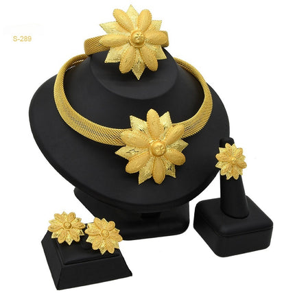 Vroue se Sirkon Pêrel Halssnoer Ring Oorring Armband Vierstukstel