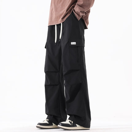 Couple American Retro High Street Fashionable Pleated Straight Cargo Pants