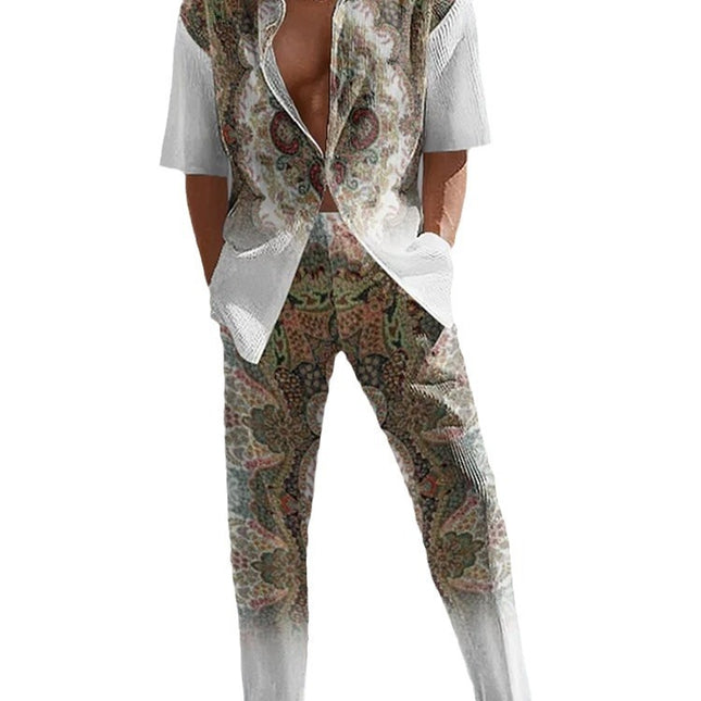 3D Short-sleeved Trousers Shirt Outfit