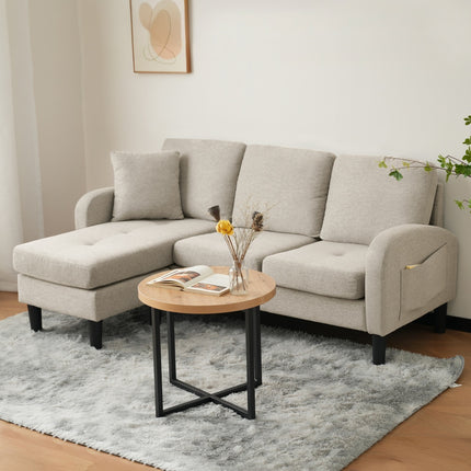 L-vormige Hoekbank Met Lêbank - 3-sitplekbank, 166 X 118 X 77 Cm, Asemende Katoen-linne Stof, Plastiekpote, Modulêre Ontwerp, Ideaal Vir Sitkamers, Woonstelle En Kantore