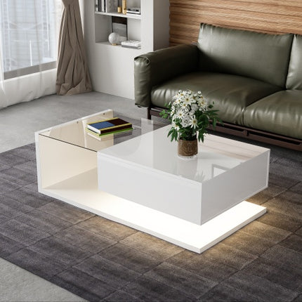 Koffietafel, Hoogglans Wit. Bytafels, Koffietafels Met Glas En LED