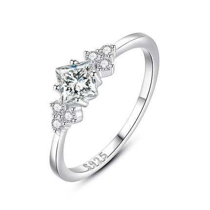 S925 Silwer Ring Vroulike Japannese En Koreaanse Eenvoudige Lig Luukse Sirkoon