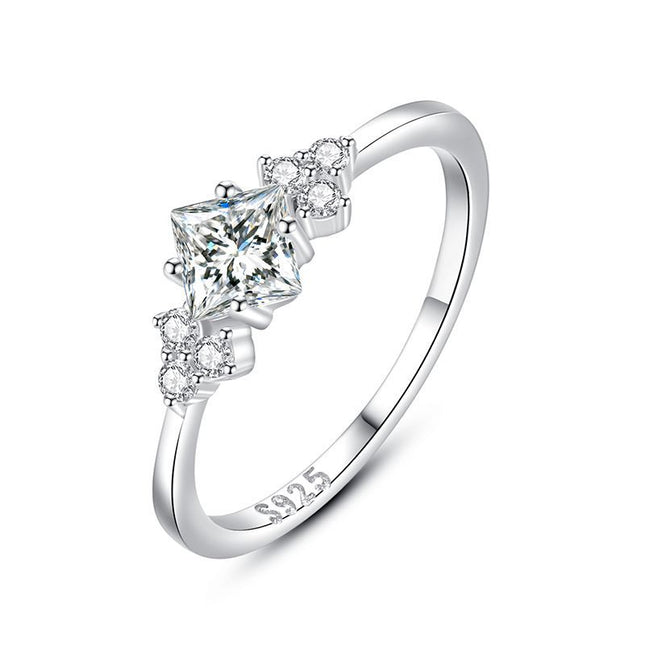 S925 Silwer Ring Vroulike Japannese En Koreaanse Eenvoudige Lig Luukse Sirkoon