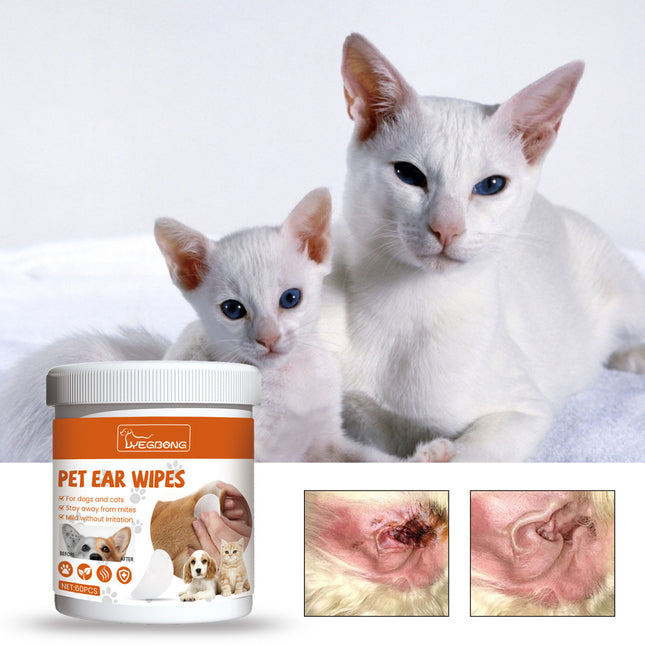 Yegbong Pet Ear Wipes Pet Ear Cleaning Anti-Odor Anti-Ear Mite Earwax Cleaning Wipes