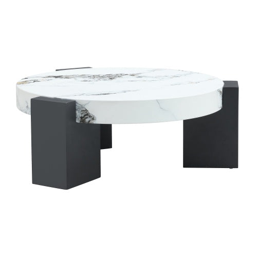 Moderne Eenvoudige Dubbellaag Ronde Koffietafel – Deursigtige Grys Glasblad Met Swart MDF L-vormige Pote. Die Afneembare Ontwerp Kan Die Gebruik Van Ruimte Buigsamer Maak