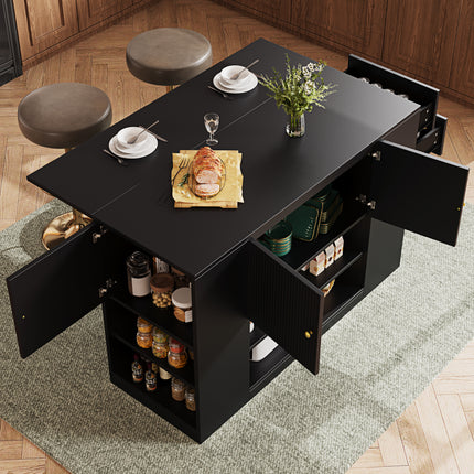 Moderne Kombuiseiland, Buffetkas, Kombuiskas Met Laaie En Rakke, Buffetkas Vir Kombuis En Eetkamer, Swart