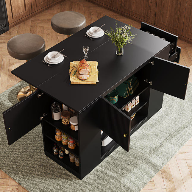 Moderne Kombuiseiland, Buffetkas, Kombuiskas Met Laaie En Rakke, Buffetkas Vir Kombuis En Eetkamer, Swart