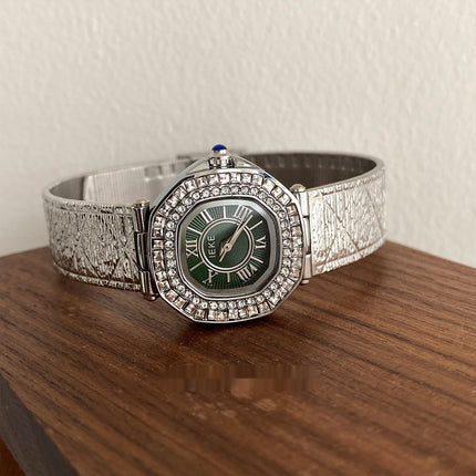 Elegante Persoonlikheid Neiging Sagte Luukse Retro Strass Kwarts Horlosie