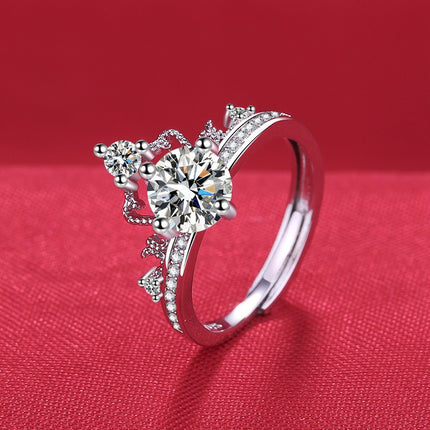 Elegante 1ct Gesimuleerde Moissanite Ses-Punt Ring Luukse Troujuweliersware Vir Vroue
