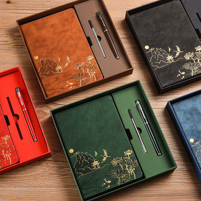 Vintage Chinese Style Business Office Stationery A5 Notebook Gift Box Set
