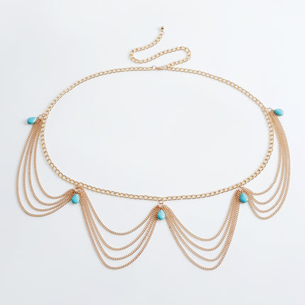 Klassieke Retro Turkoois Middellyf Buikketting Vir Vroue Somerstrand Sexy Eenvoudige Lyfketting Juweliersware Toebehore Geskenk
