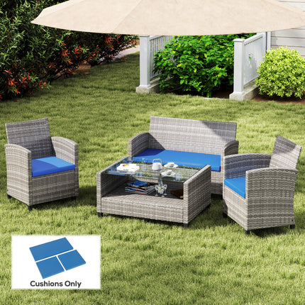 Buitenshuise sitplekkussings vir rottangmeubels, 3 Stuks Tuinmeubelkussings, Hemelblou