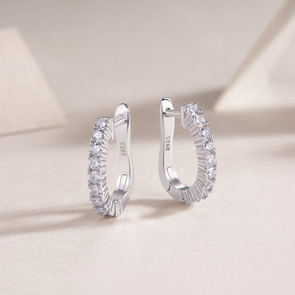 Modern Guide - Premium Moissanite Luxury Fashion Light Luxury Jewelry Silver Stud Earrings S925 Silver Plated Platinum
