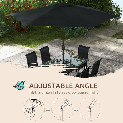 8-Stuk Patio Meubelstel met 9vt Patio Sambreel, Buitelug Eettafel en Stoele, Swart