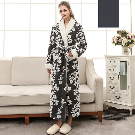 Jacquard Double Layer Thickened Flannel Nightgown