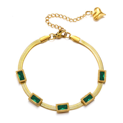 Vroue se Vlekvrye Staal Modieuse Multi-Sirkoon Lemketting Armband
