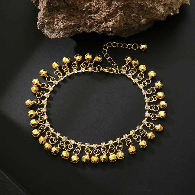 Hawaii Beach Ethnic Retro Gold Silver Alloy Bell Tassel Anklet