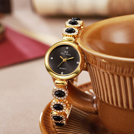 Vroue-armband Ronde Wyse Diamant Gevorderde Kwarts-horlosie