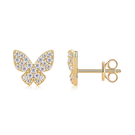 Goue Veer Vlinder - Premium Moissanite Luukse Mode Ligte Luukse Juweliersware Silwer Stud Oorbelle S925 Silwer Elektroplateerde Goud